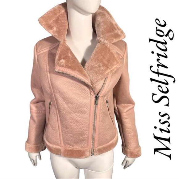 MISS SELFRIDGE PINK AVIATOR JACKET (SIZE 4) (NEW WITH TAG) - Picture 3 of 7